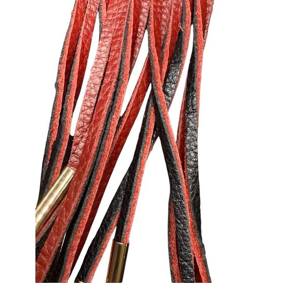 Anthropologie Gold with Leather Tassel Statement Necklace - Picture 4 of 7